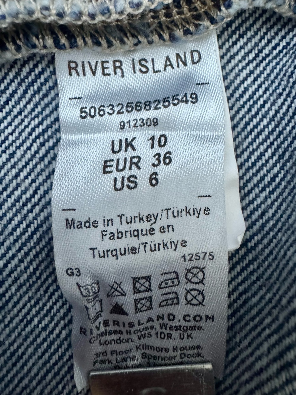 River Island Denim Button-Front Mini Dress Dark Wash Mod Style Size 6 - Picture 11 of 13